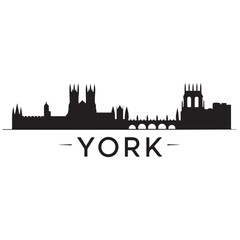Fototapeta premium York skyline and landmarks. Vector black silhouette. with white background