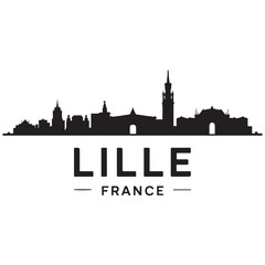 Lille skyline horizontal banner. Lille, France. Vector template for your design. Vector black silhouette. with white background