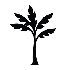 Obraz premium Black Silhouette Banana Tree Vector with Long Leaves and Short Trunk in Tropical Farm Style on White Background Full HD (2).eps