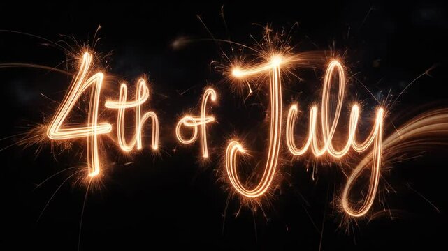 Sparkler art 4th of july celebration design festive holiday creative golden light painting beautiful night image for editorial or commercial use