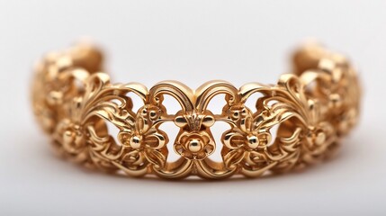 Obraz premium Close up of a custom gold dental grill with intricate detailing isolated on a white background