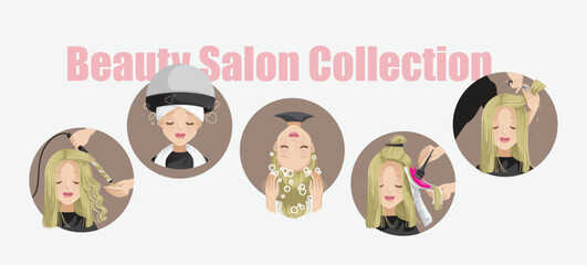 Beauty Salon Cartoon Illustration Vector Collection 
