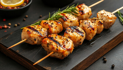 grilled chicken skewer with herbs and spices