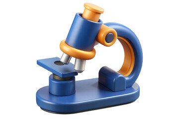 Stylized 3d render of a blue and orange microscope