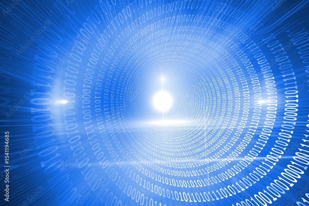 Aufkleber glowing futuristic binary code spiral