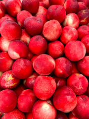 Full screen background of bright and ripe nectarines. Harvest concept.