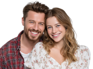 Affectionate Portrait: A couple shares an intimate moment, captured in a head-and-shoulders shot with radiant smiles, embodying the essence of romance and connection.