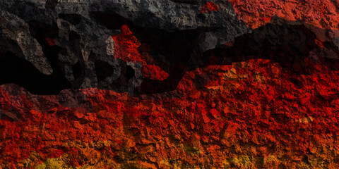 Lava Flows on active volcano aerial view