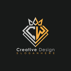 Obraz premium Luxury Letter Logo – Crown & Diamond Monogram for Creative Branding 