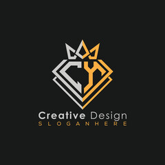 Luxury Letter Logo – Crown & Diamond Monogram for Creative Branding
