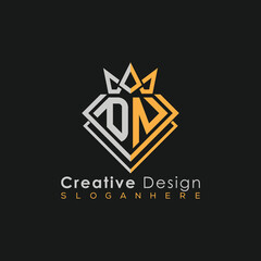 Luxury Letter Logo – Crown & Diamond Monogram for Creative Branding
