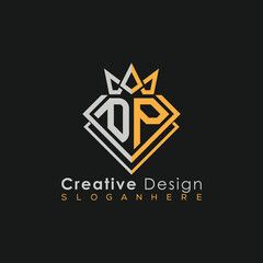 Obraz premium Luxury Letter Logo – Crown & Diamond Monogram for Creative Branding 