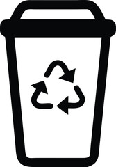 Sleek black silhouette of a modern waste management recycle bin design