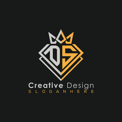 Luxury Letter Logo – Crown & Diamond Monogram for Creative Branding
