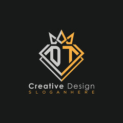 Luxury Letter Logo – Crown & Diamond Monogram for Creative Branding
