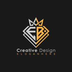 Luxury Letter Logo – Crown & Diamond Monogram for Creative Branding
