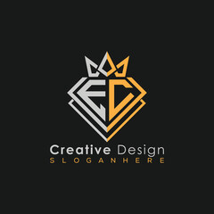 Luxury Letter Logo – Crown & Diamond Monogram for Creative Branding
