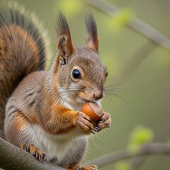 Obraz premium squirrel eating nut