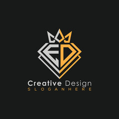 Luxury Letter Logo – Crown & Diamond Monogram for Creative Branding

