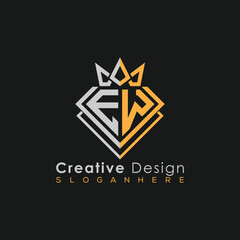 Obraz premium Luxury Letter Logo – Crown & Diamond Monogram for Creative Branding 