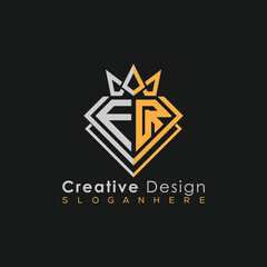 Obraz premium Luxury Letter Logo – Crown & Diamond Monogram for Creative Branding 