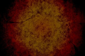 Flat grunge-style industrial surface is showcasing warm gradient with scratches, cracks, worn paint