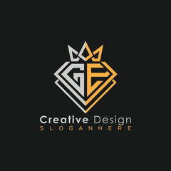 Luxury Letter Logo – Crown & Diamond Monogram for Creative Branding
