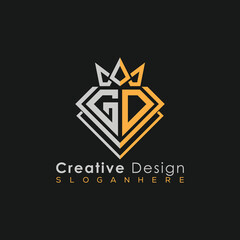 Luxury Letter Logo – Crown & Diamond Monogram for Creative Branding
