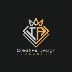 Luxury Letter Logo – Crown & Diamond Monogram for Creative Branding
