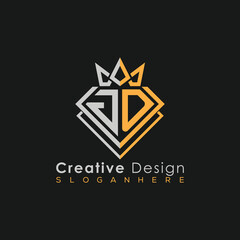 Luxury Letter Logo – Crown & Diamond Monogram for Creative Branding

