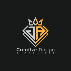 Luxury Letter Logo – Crown & Diamond Monogram for Creative Branding
