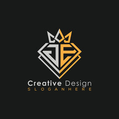 Luxury Letter Logo – Crown & Diamond Monogram for Creative Branding
