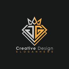 Luxury Letter Logo – Crown & Diamond Monogram for Creative Branding
