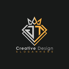 Luxury Letter Logo – Crown & Diamond Monogram for Creative Branding
