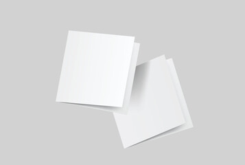 Square open Leaflet, bi fold mockup template .Blank paper, thank you card, notecards, note paper, greeting card, wedding invitation, postcard, brochure or creative work for presentation of design