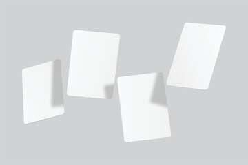 Playing cards flying mockup. Blank cards deck of poker hand, successful game, bet, casino ads, gambling business, game card or note cards, greeting card, invitation, credit card, business card 