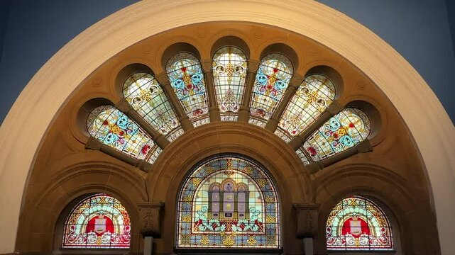 QV Queen Victoria Building Sydney Australia symmetric stained glass architecture