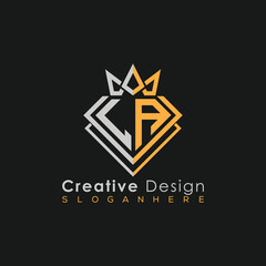Fototapeta premium Luxury Letter Logo – Crown & Diamond Monogram for Creative Branding 