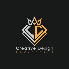 Luxury Letter Logo – Crown & Diamond Monogram for Creative Branding

