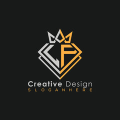 Obraz premium Luxury Letter Logo – Crown & Diamond Monogram for Creative Branding 