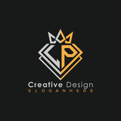 Luxury Letter Logo – Crown & Diamond Monogram for Creative Branding

