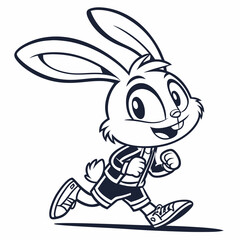 Black and White Bunny Mascot Icon