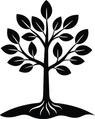Obraz premium Skill development vector silhouette design depicting a seedling growing into maturity
