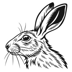 Black and White Rabbit Face Icon