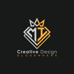 Obraz premium Luxury Letter Logo – Crown & Diamond Monogram for Creative Branding 