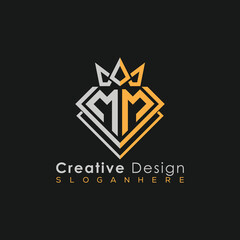 Obraz premium Luxury Letter Logo – Crown & Diamond Monogram for Creative Branding 