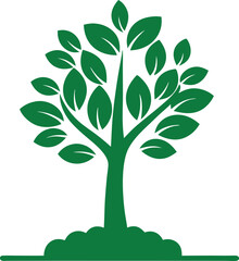 Obraz premium Green tree silhouette with leaves nature symbol illustration for design projects