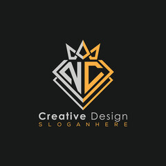 Luxury Letter Logo – Crown & Diamond Monogram for Creative Branding
