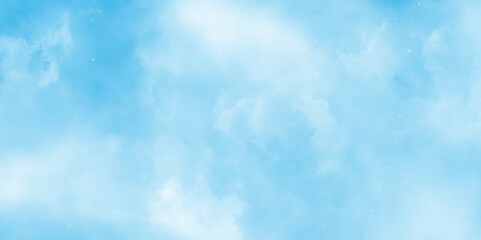 The summer heaven is colorful clearing day good weather and beautiful nature in the morning, Light sky blue shades watercolor background, blue watercolor abstract background, Stain artistic vector.