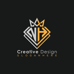 Luxury Letter Logo – Crown & Diamond Monogram for Creative Branding
